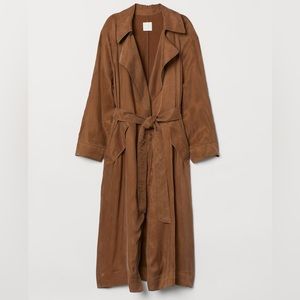 Brown H&M faux suede trench - size L